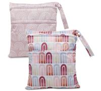 eaxin 2 bolsas de tela para pañales húmedos y secos, impermeables, reutilizables, con dos bolsillos con cremallera, para viajes, playa, piscina, guardería, artículos de bebé, yoga, gimnasio, para