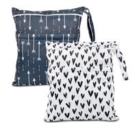 eaxin 2 bolsas de tela para pañales húmedos y secos, impermeables, reutilizables, con dos bolsillos con cremallera, para viajes, playa, piscina, guardería, artículos de bebé, yoga, gimnasio, para