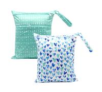 eaxin Bolsas Impermeables Reutilizables para seco y húmedo con Dos Bolsillos con Cremallera, Corazones Azules, Caricatura