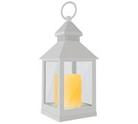 Eaxus® Blaze-it LED Lantern - Luz de tormenta con efecto de llama realista y cristal auténtico, blanco
