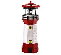 Eaxus Faros solares LED de 28 cm, para decoración de jardín, color rojo y blanco, iluminación con sensor crepuscular, iluminación solar, decoración de jardín