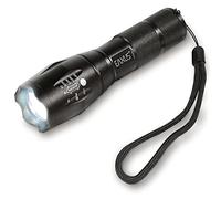 Eaxus® Linterna táctica LED - Zoombar | Blackout Equipo de emergencia | Modo SOS | 5 modos de iluminación | CREE LED negro