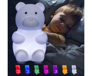 Eaxus® Oso luminoso Basti el Oso para Bebes - Gran luz nocturna LED para niños y bebes - Luz calmante de lactancia, lámpara de noche para habitación infantil