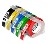 EazeID Compatible con cinta de etiquetas Dymo Omega Junior de 9 mm, autoadhesiva, plástico 3D, negro, rojo, azul, verde, amarillo, compatible con DYMO Omega Junior, 5 rollos
