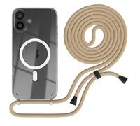 EAZY CASE - Cadena para móvil Compatible con iPhone 16 Plus, Cadena para Colgar, Funda de teléfono a Prueba de Impactos, Funda de Silicona con Correa en Topo - Clips Negro