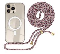 EAZY CASE - Cadena para móvil Compatible con iPhone 16 Pro MAX, Cadena para Colgar, Funda de teléfono a Prueba de Impactos, Funda de Silicona con Correa en Camuflaje Rojo