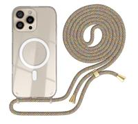 EAZY CASE - Cadena para móvil Compatible con iPhone 16 Pro MAX, Cadena para Colgar, Funda de teléfono a Prueba de Impactos, Funda de Silicona con Correa en Arcoíris