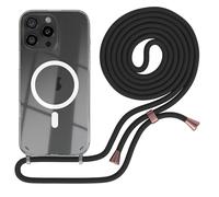 EAZY CASE - Cadena para móvil Compatible con iPhone 16 Pro MAX, Cadena para Colgar, Funda de teléfono a Prueba de Impactos, Funda de Silicona con Correa en Negro - Clips Negro