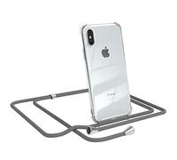 EAZY CASE Cadena para teléfono Compatible con iPhone X Funda Protectora para teléfono y cordón Funda con Correa Elegante Cadena y Funda para Smartphone en Gris Oscuro