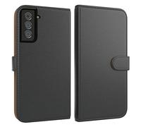 EAZY CASE - Funda abatible Compatible con Galaxy S21 Plus 5G Funda Plegable para teléfono con protección de cámara, Cierre magnético, función de Soporte, Funda de Cartera Vintage, Negro