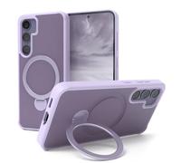 EAZY CASE - Funda con Carga Qi para Galaxy S24, Funda Protectora Mate con ultraprotección antigolpes, Resistente a rasguños, con Soporte y Anillo de 360° en la Funda - Violeta Claro