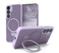 EAZY CASE - Funda con Carga Qi para Galaxy S25, Funda Protectora Mate con ultraprotección antigolpes, Resistente a rasguños, con Soporte y Anillo de 360° en la Funda - Violeta Claro