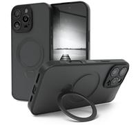 EAZY CASE - Funda con Carga Qi para iPhone 16 Pro MAX, Funda Protectora Mate con ultraprotección antigolpes, Resistente a rasguños, con Soporte y Anillo de 360° en la Funda - Negro