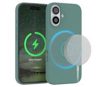 EAZY CASE - Funda de Silicona para iPhone 16 con Carga Qi, Suave, a Prueba de Golpes, Cubierta Delgada en TPU, protección para la cámara, con Bordes a Prueba de Impactos, en Verde Pino