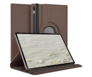 EAZY CASE - Funda para Samsung Galaxy Tab S7 FE / 5G Protectora Tablet Smart Cover Soporte Giratorio Estuche Plegable 360° rotativo con función Atril Cuero sintético Marrón