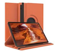 EAZY CASE - Funda para Samsung Galaxy Tab S8 / S7 Protectora Tablet Smart Cover Soporte Giratorio Estuche Plegable 360° rotativo con función Atril Cuero sintético Naranja