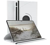 EAZY CASE - Funda para Samsung Galaxy Tab S8 Ultra Protectora Tablet Smart Cover Soporte Giratorio Estuche Plegable 360° rotativo con función Atril Cuero sintético Blanco