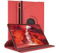 EAZY CASE - Funda para Samsung Galaxy Tab S8 Ultra Protectora Tablet Smart Cover Soporte Giratorio Estuche Plegable 360° rotativo con función Atril Cuero sintético Rojo