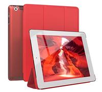 EAZY CASE - Funda Protectora para iPad 2/3 / 4 Smart Cover Tablet Smartcase de pie Funda abatible con función de pie Función Sleep Wake Up Piel sintética Rojo