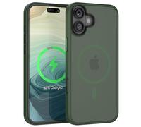 EAZY CASE - Funda ultraprotectora Exteriores Compatible con iPhone 16 Plus, y con el estándar de Carga Qi, Cubierta Resistente a Golpes, en Verde Noche