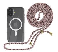 EAZY CASE - Handykette kompatibel mit iPhone 17 Kette zum Umhängen Stoßfest Handyhülle für iPhone 17 Silikon Hülle mit Band Handytasche Transparent als Fallschutz in Rot Camouflage