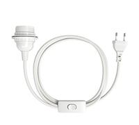 EAZY CASE Portalámparas E27 con cable de tela de 5 m, interruptor, anillo de rosca para pantalla y enchufe, ideal para colgar lámparas colgantes, lámparas colgantes, lámpara de bricolaje, color blanco