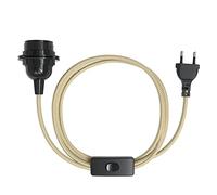 EAZY CASE Portalámparas E27 con cable de tela de 5 m, interruptor, anillo de rosca para pantalla y enchufe de alimentación, ideal para colgar lámparas colgantes, lámparas colgantes, lámpara de