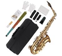 Eb Alto Saxophone, Latón Lacado Gold E Plano Sax 875 Tipo de Llave con Accesorios de Saxo para Todo Tipo de Música
