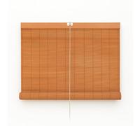EB Estores Baratos. Estor Enrollable de Madera para E x terior e Interior, Pino Soria, Sistema Polea Metálica. Medida Ancho x Alto. Color: Cerezo. Medidas: 110cm x 120cm