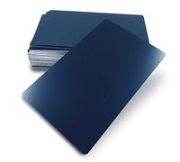 Ebamaz 50 tarjetas de visita de metal de aluminio con acabado negro mate de 0.45 mm de grosor, en blanco de 3.4 x 2.13 pulgadas para grabado láser de clientes (negro, en blanco)