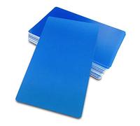 Ebamaz 50 tarjetas de visita de metal de aluminio de 0,45 mm de grosor, 8,6 x 6,9 cm, para grabado láser de clientes (azul, en blanco)