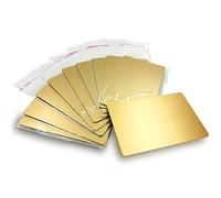 Ebamaz - Placa de metal anodizado para tarjetas de visita, etiqueta para regalo, 86 x 54 x 0,8 mm, Dorado, en blanco, 10 unidades., 86X54X0.8mm (3.4X2.1X0.031 inch)