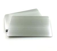 Ebamaz Tarjetas de visita metálicas de acero inoxidable 304 de 0,5 mm de grosor, 86 x 54 mm, paquete de 10 unidades (acabado cepillado plateado, blanco)