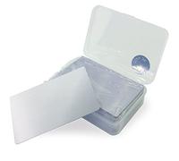 Ebamaz Thin 100PCS Aleación de aluminio Metal Tarjeta Placa 3.4 X2.13X0.8 pulgadas para grabado láser o impresión de sublimación (Plata, Blanco)