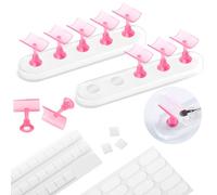 EBANKU 2 Set Soporte de Acrílico para Moldes Uñas Soporte de Práctica de Uñas Soporte Magnético para Puntas de Uñas Rosa con 30 Piezas Masilla Adhesiva Reutilizable (L)