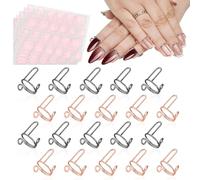 EBANKU 20PCS Anillos de Uñas Wudu, Ajustables Nail Rings Set con 96PCS Adhesivo para Uñas, Metal Reutilizables Finger Nail Rings para uñas Postizas, Decoración de Uñas (Oro Rosa y Negro)