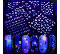EBANKU 24 fluorescenza adesivi per nail art a fluorescenza decalcomanie 3d autoadesive farfalla fiore amore frutta mobilitΰ strumenti di decorazione