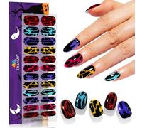 EBANKU 24 tiras gel semicuradas para uñas, tiras gel para uñas Y2K Halloween, pegatinas para uñas fácil aplicación para manicura calidad salón con lima uñas y palillo uñas (cetro grietas la reina)