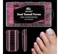EBANKU 240PCS Moldes Uñas para Pedicura, Cuadrado Rosado Dual Nail Forms Reutilizables Moldes uñas Polygel Acrilicas Uñas Postizas para uñas Pies Herramientas de Manicura de Extensión de Uñas