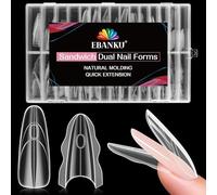 EBANKU 240PCS Sandwich Moldes Uñas, Transparent Top & Bottom Dual Nail Forms Larga Almond Moldes Polygel Acrilicas Uñas Postizas para Herramientas de Manicura de Extensión