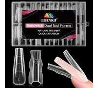 EBANKU 240PCS Sandwich Moldes Uñas, Transparent Top & Bottom Dual Nail Forms Larga Coffin Moldes Polygel Acrilicas Uñas Postizas para Herramientas de Manicura de Extensión