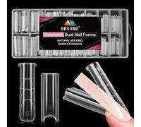 EBANKU 256PCS Sandwich Moldes Uñas, Transparent Top & Bottom Dual Nail Forms Larga Cuadradas Moldes Polygel Acrilicas Uñas Postizas para Herramientas de Manicura de Extensión