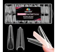 EBANKU 256PCS Sandwich Moldes Uñas, Transparent Top & Bottom Dual Nail Forms Larga Stiletto Moldes Polygel Acrilicas Uñas Postizas para Herramientas de Manicura de Extensión