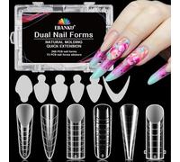 EBANKU 288 PCS Matte Uñas Postizas Moldes de Uñas Dual Form Sistema Acrílico Stiletto Nail Mold uñas Postizas con 72 PCS French Película para Uñas (6 Estilos)