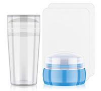 EBANKU 2PCS Sello de gelatina de cabeza de silicona transparente con sellos de cubierta Estampado de esmalte de uñas Raspador de arte de uñas Kit de herramientas de bricolaje (Azul)