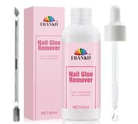 EBANKU 60ML Nail Glue Remover para Uñas Postizas Set, Eliminador de Pegamento Rápido y Fácil con Cutícula, Removedor Falso, Uñas de Gel Sin Acetona