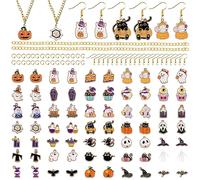 EBANKU 70 piezas de abalorios de Halloween para hacer joyas, colgantes aleación con gancho para oreja y collar, adorno fantasma calabaza para joyería, pulsera, collar, manualidades, fabricación C