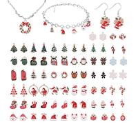 EBANKU 76 Piezas Charm Lindos Colgante Esmalte Accesorios De Aleación DIY Anciano árbol de Navidad Muñeco de Nieve Ciervos para de la Joyería de Bricolaje, Llaveros, Pulseras, Collares, Pendientes (B)