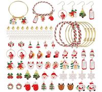 EBANKU 76 piezas mixtas de Navidad con abalorios de Santa Claus Christmas Tree Muñeco de Nieve ciervo Colgantes surtidos para la fabricación de joyas y la artesanía