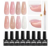 EBANKU 8 Colores Kit Gel Constructor Uñas, 8 EN 1 Nude Pink Builder Gel UñAs, Pintauñas Semipermanentes, Base Rubber, Reparación, Gel Uñas, Gel para Extensión de Uñas para Principiante y Profesionale